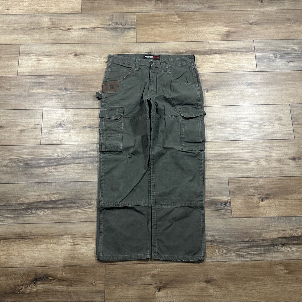 Vintage 2000s Y2K Wrangler Riggs Double Knee Olive Green Pants